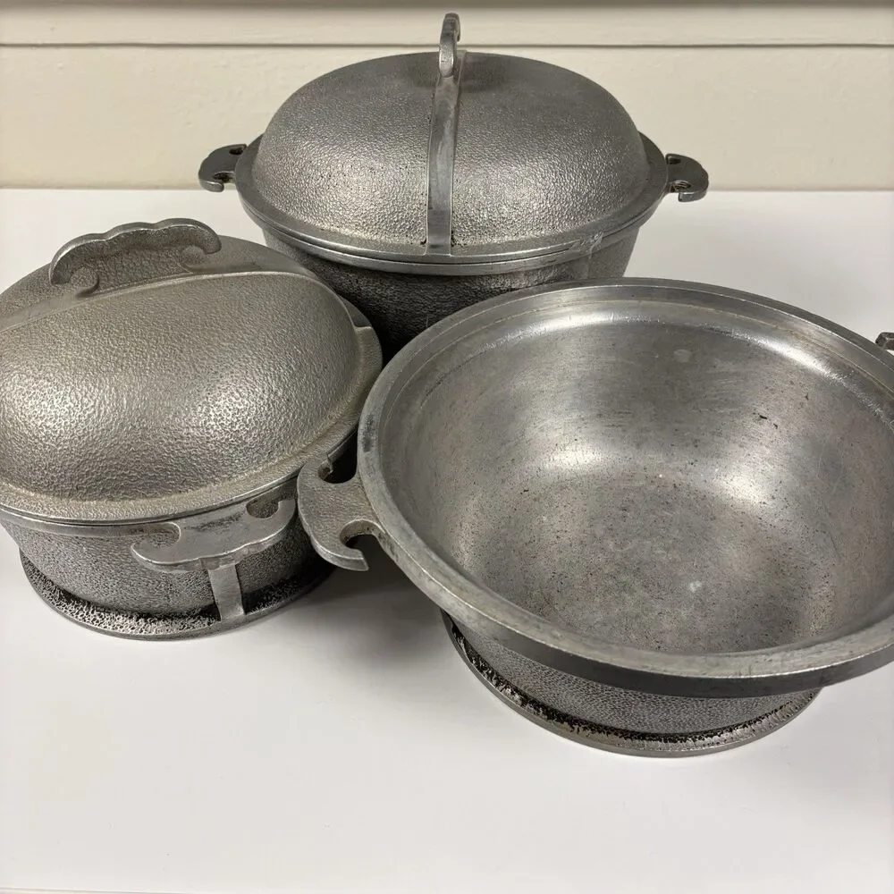 Vintage Guardian Service Cookware Hammered Cast Aluminum Pot & Lid Set Of 5